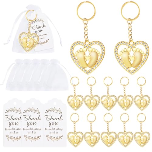 GADAW Elegante Herz-Fuß-Anhänger, Souvenirs für Hochzeit, Babyparty, Brautparty, mit Dankeskarte, 12 Stück GADAW Elegante Herz-Fuß-Anhänger, Souvenirs für Hochzeit, Babyparty, Brautparty, mit Dankeskarte, 12 Stück von GADAW