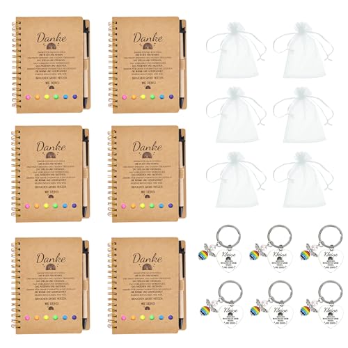 6er-Pack Abschiedsgeschenk Erzieherin, Inklusive Notizblöcke, Schlüsselanhänger, Organzabeutel, Dankeschön Geschenk für Erzieherin Lehrerin Lehrer, Abschied Geschenk, Kita Kindergarten Grundschule von GADITIEK