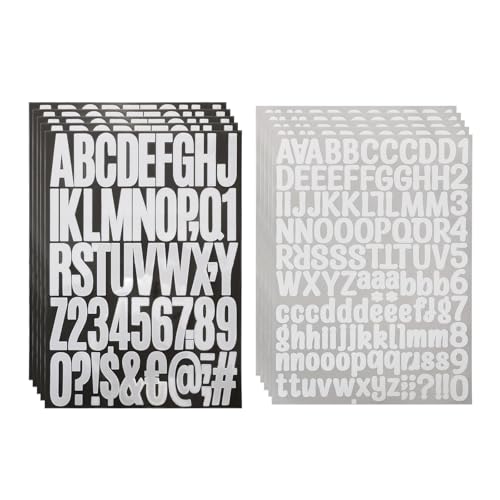 870 Stücke 10 Blätter Buchstaben Aufkleber, Zahlen Aufkleber, Buchstaben Sticker, Klebebuchstaben Wetterfest, Selbstklebende Buchstaben, Buchstaben zum Aufkleben (Weiß) von GADITIEK