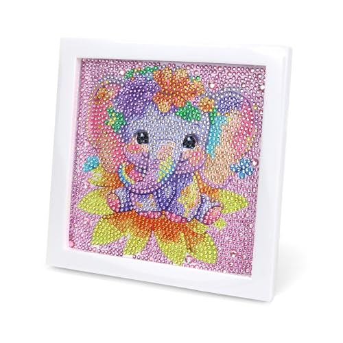 Diamond Painting Mädchen Jungs, Diamond Painting Tiere Mit Rahmen, 5D Diamant Painting Bilder, Heimwerken Cartoon Diamond Painting Bilder, Mosaikherstellung Art Für Home Wand Decor, Geschenk 18x18CM von GADITIEK