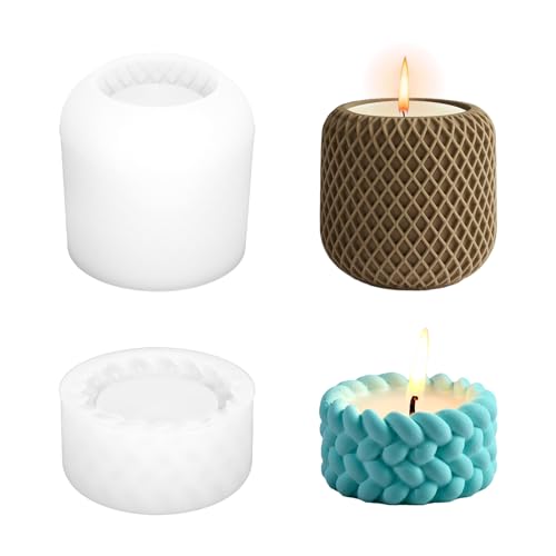 GADITIEK 2 Stück Silikonformen Gießformen Set, Zylinder Leuchter für Gießformen Silikon, DIY Aromatherapie silikonform kerzenhalter, Silikonformen für Lagerbehälter, Wiederholbare Verwendung von GADITIEK