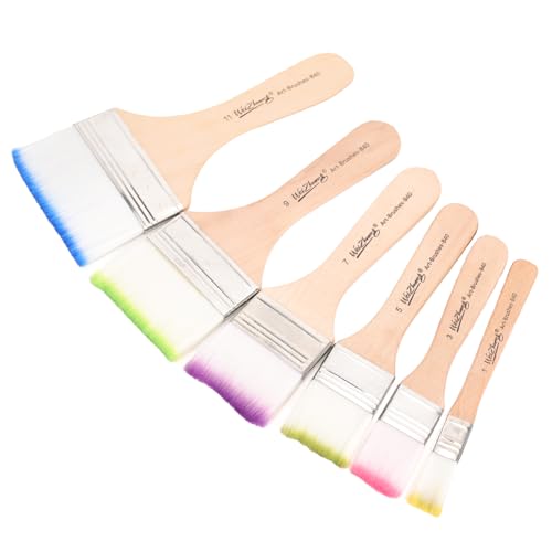 GADITIEK 6 Stück flachpinsel für Pinsel acrylfarbe, Acryl Pinsel Set-12、20、30、45、55、70mm Breite, Künstler Ölfarben Pinsel Set mit Holzgriffe für Farbe, Beize, Leim, Kleber, Malen GADITIEK 6 Stück flachpinsel für Pinsel acrylfarbe, Acryl Pinsel Set-12、20、30、45、55、70mm Breite, Künstler Ölfarben Pinsel Set mit Holzgriffe für Farbe, Beize, Leim, Kleber, Malen von GADITIEK
