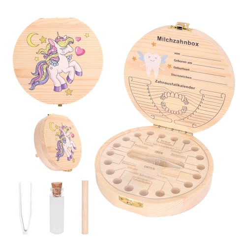GADITIEK Milchzahndose Mädchen & jungen Personalisiert, Zahndose Milchzähne aus Holz mit Namen zum Aufstellen, Zahndose mit Display Funktion für Milchzähne für Jungen & Mädchen Geschenk (Einhorn) GADITIEK Milchzahndose Mädchen & jungen Personalisiert, Zahndose Milchzähne aus Holz mit Namen zum Aufstellen, Zahndose mit Display Funktion für Milchzähne für Jungen & Mädchen Geschenk (Einhorn) von GADITIEK