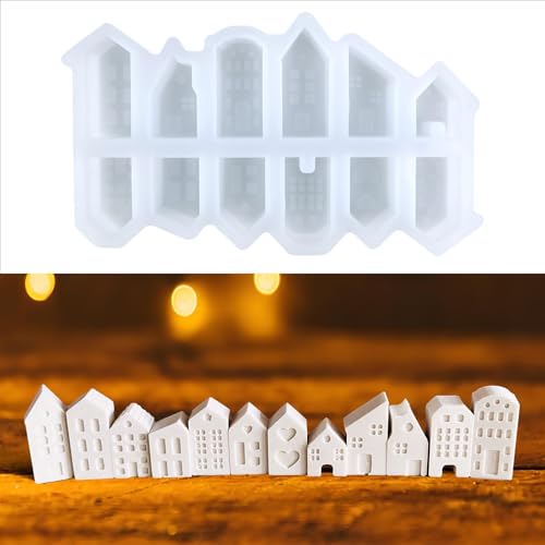 Silikonformen Gießformen Häuser, 12 Stück Gießformen Silikon Haus Mini, Weihnachten Giessformen Silikon, Gips Zum Gießen Häuserkranz, Gipsformen mit Kreativ Beton,Resin Gießharz,Raysin Gießpulver Silikonformen Gießformen Häuser, 12 Stück Gießformen Silikon Haus Mini, Weihnachten Giessformen Silikon, Gips Zum Gießen Häuserkranz, Gipsformen mit Kreativ Beton,Resin Gießharz,Raysin Gießpulver von GADITIEK