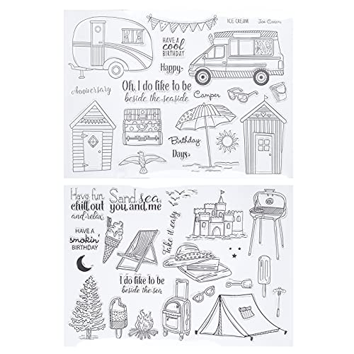 GAESHOW 2 Blätter Silikonstempel Weihnachten, Stempel Clear Set, Transparente Silikon-Stempel Sortiertes Muster Klar Siegelblätter, Schloss Auto Zelt für Kartenherstellung DIY Scrapbooking Zubehör GAESHOW 2 Blätter Silikonstempel Weihnachten, Stempel Clear Set, Transparente Silikon-Stempel Sortiertes Muster Klar Siegelblätter, Schloss Auto Zelt für Kartenherstellung DIY Scrapbooking Zubehör von GAESHOW