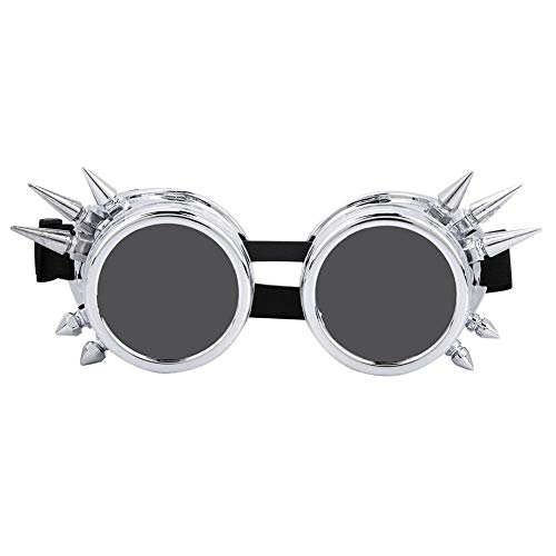 GAESHOW EXID Vintage Spike Steampunk Brille Cosplay Brille Double Layer Winddichtes ABS(Helles Silber) von GAESHOW