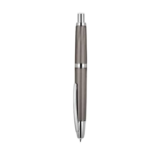 GAFNED Druck-Füllfederhalter, EF/F-Feder, Klickstift, Schreibwaren, Metall, mattschwarz, Schreibtinte, Büro, (B-Streifen grau, EF (0,38 mm)) von GAFNED