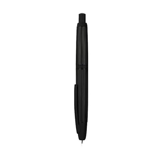 GAFNED Druck-Füllfederhalter, EF/F-Feder, Klickstift, Schreibwaren, Metall, mattschwarz, Schreibtinte, Büro, (B-Streifen schwarz, F (0,5 mm)) von GAFNED