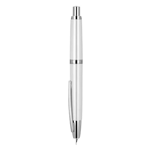 GAFNED Druck-Füllfederhalter, EF/F-Feder, Klickstift, Schreibwaren, Metall, mattschwarz, Schreibtinte, Büro, Weiß, EF (0,38 mm)) von GAFNED