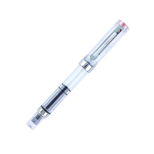 GAFNED Füllfederhalter, EF/F-Feder, Kolben, Kunststoff-Tintenstift, silberfarbener Clip, Business, Schreibwaren, Büro, Schulbedarf (transparent, F) von GAFNED
