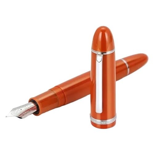 GAFNED Füllfederhalter, mehrfarbig, Acryl, luxuriös, elegant, 0,5 mm/0,38 mm Spitze, Schreibwaren, Bürobedarf, Schreibwaren (X159 Silber-Orange, M (0,7 mm)) von GAFNED