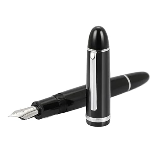 GAFNED Füllfederhalter, mehrfarbig, Acryl, luxuriös, elegant, 0,5 mm/0,38 mm Spitze, Schreibwaren, Bürobedarf, Schreibwaren (X159 Silber-Schwarz, F (0,5 mm)) von GAFNED