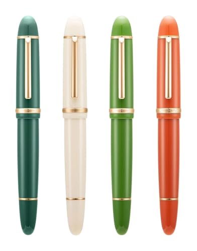 GAFNED Füllfederhalter-Set aus Kunstharz, Metallclip, verlängerte feine Feder, 0,5 mm, Schreibwerkzeuge für Schule und Büro (4 Farben Set 2, EF) von GAFNED