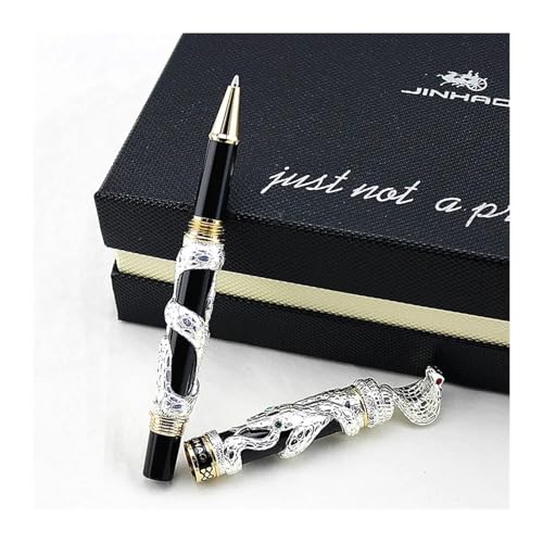GAFNED Füllfederhalter aus Metall, Schlange mit luxuriöser Kalligraphie-Tinte, Kobra, 3D-Muster, Geschenk, 0,5 Feder, Bürobedarf, Stift (A) von GAFNED