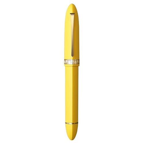GAFNED Füllfederhalter mit dreieckigem Kolben, Kunstharz, EF/F-Feder für Schreibwaren, Geschenk, Schule, Büro, Geschäft, Schreibwaren (gelb-goldener Clip, EF-Feder) von GAFNED