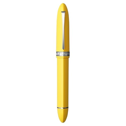 GAFNED Füllfederhalter mit dreieckigem Kolben, Kunstharz, EF/F-Feder für Schreibwaren, Geschenk, Schule, Büro, Geschäft, Schreibwaren (gelb-silberfarbener Clip, EF-Feder) von GAFNED