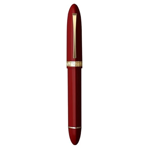 GAFNED Füllfederhalter mit dreieckigem Kolben, Kunstharz, EF/F-Feder für Schreibwaren, Geschenk, für Schule, Büro, Geschäft, Schreibwaren (rot-goldener Clip, F-Feder) von GAFNED