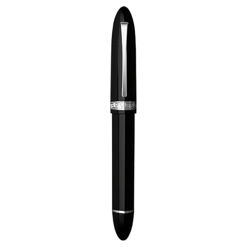 GAFNED Füllfederhalter mit dreieckigem Kolben, Kunstharz, EF/F-Feder für Schreibwaren, Geschenk, für Schule, Büro, Geschäft, Schreibwaren (schwarz-silberfarbener Clip, EF-Feder) von GAFNED