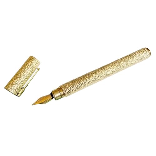 GAFNED Handgeschnitzter Messing-Füllfederhalter mit Hammermuster, Retro-Schriftzug, F-Feder für Schule, Büro, Geschäftsbedarf, Geschenkstifte (A) von GAFNED