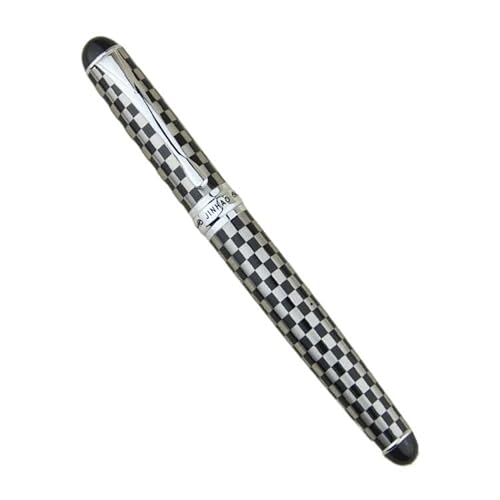 GAFNED Klassischer Stil, silberfarbener Clip, Metall-Füllfederhalter, 0,5 mm Spitze, Stahltinte, Stifte für Geschenk, Bürobedarf, Schulbedarf (Schachbrett) von GAFNED