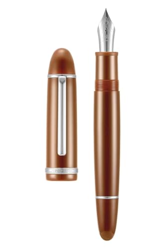 GAFNED Klassisches Füllfederhalter-Set, 0,5 mm/0,38 mm Spitze, elegantes Bürobedarf, Kaffee-Silber-Clip, F) von GAFNED