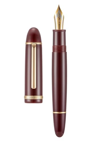 GAFNED Klassisches Füllfederhalter-Set, 0,5 mm/0,38 mm Spitze, elegantes Bürobedarf, Weinrot, goldener Clip, F) von GAFNED