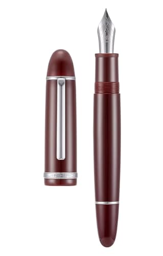 GAFNED Klassisches Füllfederhalter-Set, 0,5 mm/0,38 mm Spitze, elegantes Bürobedarf, Weinrot, silberfarbener Clip, F) von GAFNED