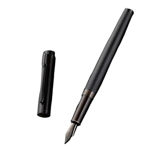 GAFNED Metall-Füllfederhalter, Titanschwarz, extra feine Feder, 0,38/0,5 mm, Studenten, Praxis, Kalligraphie, Schreiben, Geschenkstift (Dark Night Black, EF 0,38 mm) von GAFNED