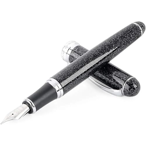 GAFNED Schwarzer Glitzer-Füllfederhalter, nachfüllbar, 14 cm x 1,3 cm, für Männer und Frauen, Journaling, Kalligraphie, glattes Schreiben GAFNED Schwarzer Glitzer-Füllfederhalter, nachfüllbar, 14 cm x 1,3 cm, für Männer und Frauen, Journaling, Kalligraphie, glattes Schreiben von GAFNED