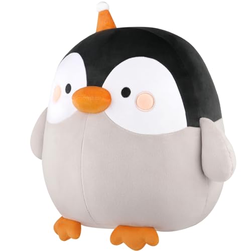 GAGAKU Plüschkissen Pinguin 30 cm Dicker Cartoon Zylindrischer Plüschtier Weiches Kawaii Leuchtet im Dunkeln Umarmbares Spielzeug für Mädchen und Jungen zum Geburtstag oder Valentinstag. von GAGAKU