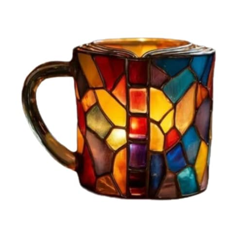 Gartenstadl Handgemachte 3D Leseglück-Tasse, 2025 Einzigartige 3d Buchtasse Glas, Gemalte Bücher Kaffeebecher, Leseglück Tasse, Stapelbecher,Original Buch-Becher Aus Buntglas (C) von GAIALYST