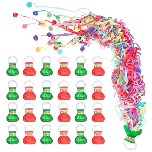Luftschlangen ohne Chaos, 24 Stück, Weihnachts-Konfetti-Popper für Silvester, grün-rot, bunte Party-Druckknöpfe für Geburtstag, Feiern, Urlaubsparty von GAILROSO