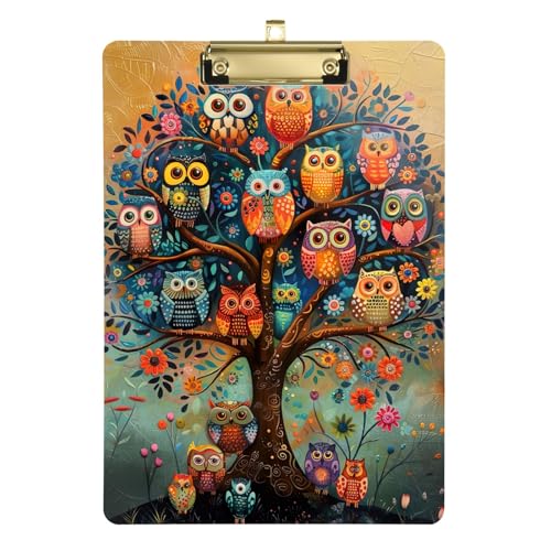 Acryl-Klemmbrett mit Eulenbaum, Acryl-Klemmbretter für Medizinstudenten, A4, Briefgröße, 31,8 x 22,9 cm, goldfarbener Clip von GAIREG