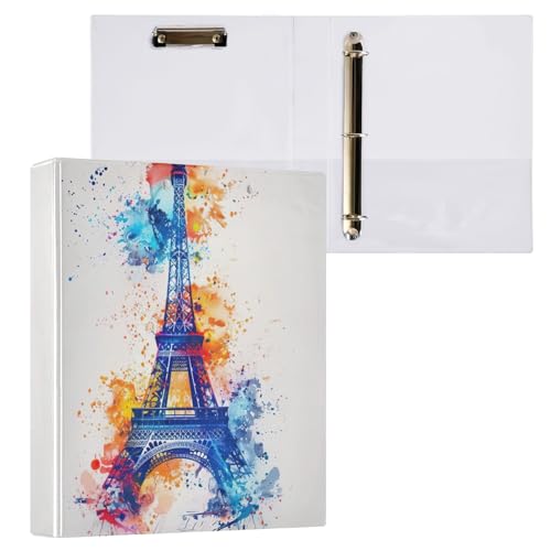 Aquarell-Eiffelturm-Ordner mit 3 Ringen, Ringbuch für Kinder, Ringbuch mit Taschen Aquarell-Eiffelturm-Ordner mit 3 Ringen, Ringbuch für Kinder, Ringbuch mit Taschen von GAIREG