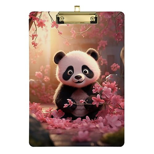 Chinesische Panda-Klemmbretter, Acryl-Klemmbretter für Klassenzimmer, Büro, Krankenpflege, A4, Briefgröße, 31,8 x 22,9 cm, Goldclip von GAIREG