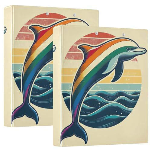 Dauphin Vintage Rainbow 3-Ringbücher mit Taschen, 200 Blatt Kapazität, Ordner für Mittelschule, 2 Stück von GAIREG