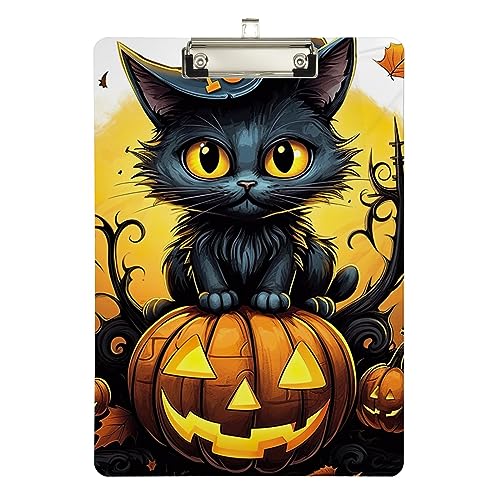 Halloween-Klemmbrett mit Katzen-Motiv, flaches Profil, für Kinder, Studenten, Krankenschwestern, Trainer, Lehrer, A4, Briefgröße, 31,8 x 22,9 cm, silberfarbener Clip Halloween-Klemmbrett mit Katzen-Motiv, flaches Profil, für Kinder, Studenten, Krankenschwestern, Trainer, Lehrer, A4, Briefgröße, 31,8 x 22,9 cm, silberfarbener Clip von GAIREG