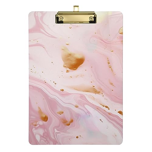 Klemmbrett aus Acryl mit goldfarbenem rosa Fliesen-Muster, Acryl-Klemmbretter für Medizinstudenten, A4, Briefgröße 31,8 x 22,9 cm, Goldclip von GAIREG