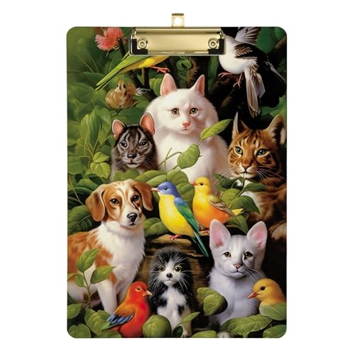 Klemmbretter mit Vögeln und Tieren, Acryl-Klemmbretter für Klassenzimmer, Büros, Krankenpflege, A4, Briefgröße, 31,8 x 22,9 cm, Goldclip von GAIREG