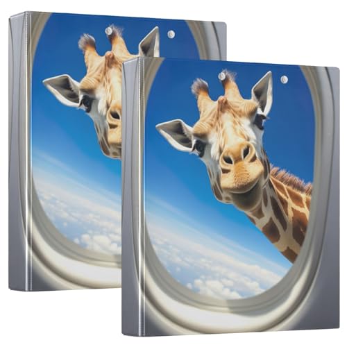 Ordner mit lustigem Giraffen-Look, 3,8 cm, 3 Ringe, niedlicher Schulordner mit Taschen, 3,8 cm, 2 Stück Ordner mit lustigem Giraffen-Look, 3,8 cm, 3 Ringe, niedlicher Schulordner mit Taschen, 3,8 cm, 2 Stück von GAIREG