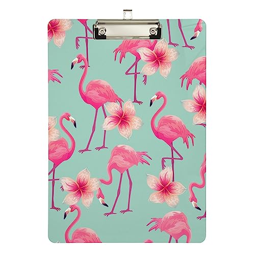 Schönes pinkes Flamingo blaues Acryl-Klemmbrett für Studenten, A4 Briefgröße von GAIREG