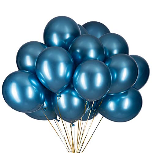12 Zoll Luftballons Blau Helium,Metallic Luftballons Blauer 50 Stücke Latex Ballons Ø 30 cm für Hochzeit Valentinstag Geburtstag Taufe Kommunion Party Deko von GAKA FAVOR
