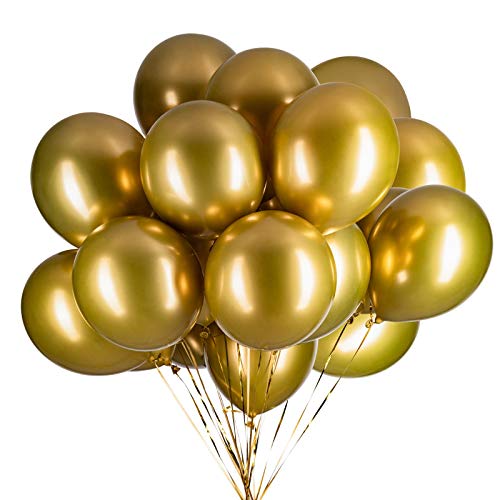 12 Zoll Luftballons Gold Helium,Metallic Luftballons Goldene 50 Stücke Latex Ballons Ø 30 cm für Hochzeit Valentinstag Geburtstag Taufe Kommunion Party Deko von GAKA FAVOR
