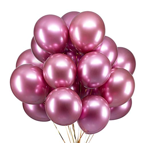 12 Zoll Luftballons Rosa Helium,Metallic Luftballons Rosa 50 Stücke Latex Ballons Ø 30 cm für Hochzeit Valentinstag Geburtstag Taufe Kommunion Party Deko von GAKA FAVOR