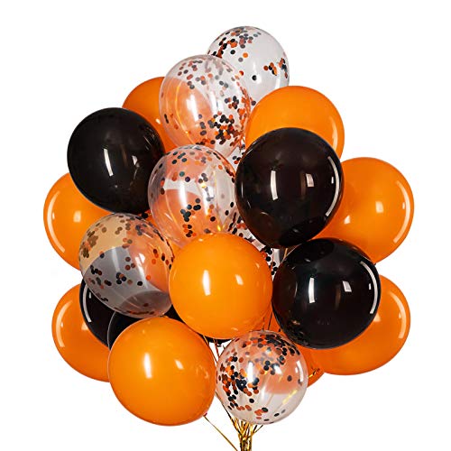12 Zoll Luftballons Schwarz Orange Helium Luftballons Konfetti 50 Stück Latex Ballons Ø 30 cm für Hochzeit Valentinstag Geburtstag Taufe Kommunion Party Deko von GAKA FAVOR