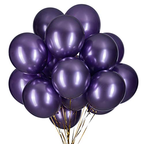 12 Zoll Luftballons Violett Helium,Metallic Luftballons lila 50 Stücke Latex Ballons Ø 30 cm für Hochzeit Valentinstag Geburtstag Taufe Kommunion Party Deko von GAKA FAVOR