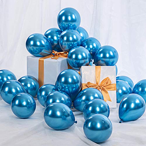 5 Zoll Luftballons Blau Helium,Metallic Luftballons Blauer 100 Stücke Latex Ballons Ø 12 cm für Hochzeit Valentinstag Geburtstag Taufe Kommunion Party Deko von GAKA FAVOR