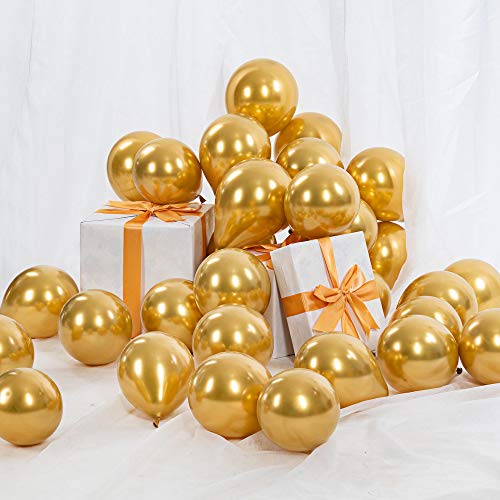 5 Zoll Luftballons Gold Helium,Metallic Luftballons Goldene 100 Stücke Latex Ballons Ø 12 cm für Hochzeit Valentinstag Geburtstag Taufe Kommunion Party Deko von GAKA FAVOR