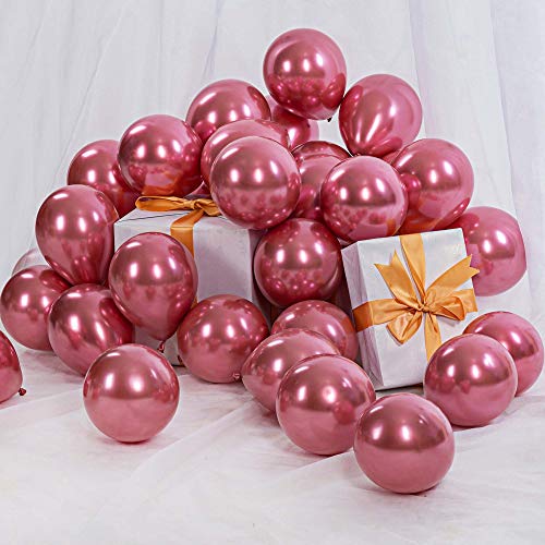 5 Zoll Luftballons Rosa Helium,Metallic Luftballons Rosa 100 Stücke Latex Ballons Ø 12 cm für Hochzeit Valentinstag Geburtstag Taufe Kommunion Party Deko von GAKA FAVOR