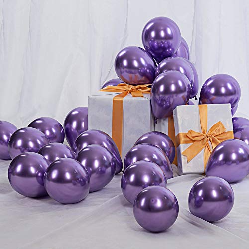 5 Zoll Luftballons Violett Helium,Metallic Luftballons Violett 100 Stücke lila Latex Ballons Ø 12 cm für Hochzeit Valentinstag Geburtstag Taufe Kommunion Party Deko von GAKA FAVOR